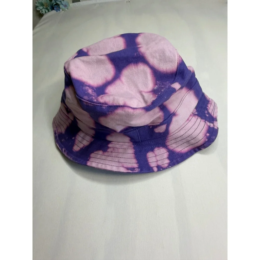 Adidas Originals Purple Tie Dye Bucket Hat Trefoil Logo OSFA Cotton Streetwear